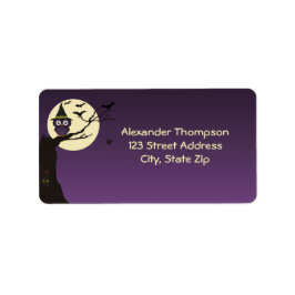 Uil op boomtak Halloween Adreslabel Etiket