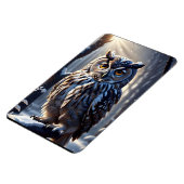 Uil op boomtak in besneeuwd bos magneet (Linkerzijde)