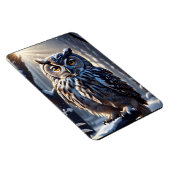 Uil op boomtak in besneeuwd bos magneet (Rechterzijde)