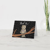  Uil op Branch Paarse Ketting Sterren Zwart Bedankkaart (Voorkant)