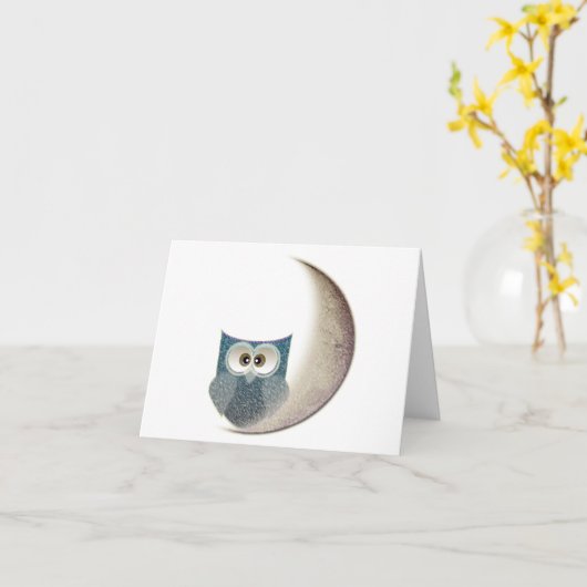 Uil op de Maan Kaart (Gele Bloem)