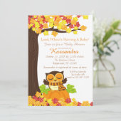 Uil op een pompoen Baby shower uitnodiging (Staand voorkant)
