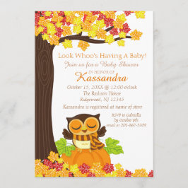 Uil op een pompoen Baby shower uitnodiging