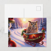 Uil op een slee tijdens de feestdagen briefkaart (Voorkant / Achterkant)
