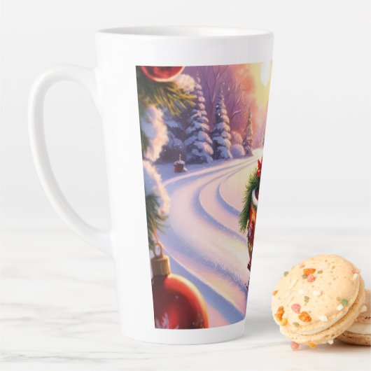 Uil op een slee tijdens de feestdagen latte mok (In situ)