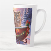 Uil op een slee tijdens de feestdagen latte mok (Rechts)