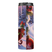 Uil op een slee tijdens de feestdagen thermosbeker (Achterkant)