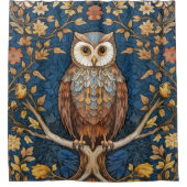 Uil op een tak blauwe herfst achtergrond art nouve douchegordijn (Voorkant)