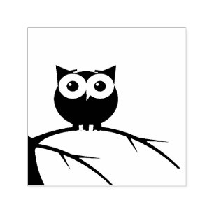 Uil op een tak illustratie zelfinktende stempel