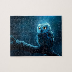 uil op een tak 's nachts legpuzzel