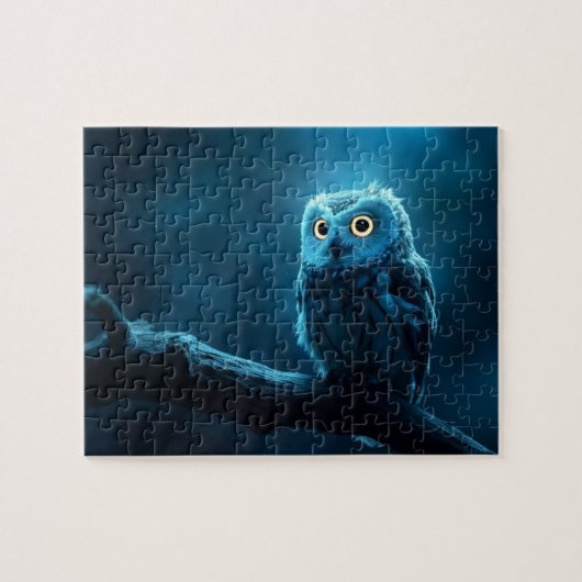 uil op een tak 's nachts legpuzzel (Horizontaal)