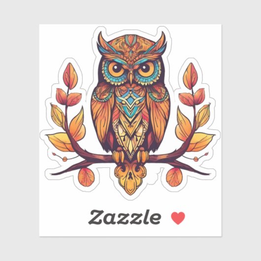 Uil op een tak sticker (Vel)