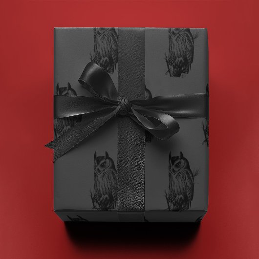 Uil op grijs | cadeaupapier