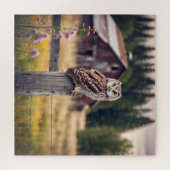 Uil op hek post legpuzzel (Horizontaal)