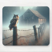 Uil op hek post muismat (Voorkant)