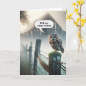 Uil op hek Post voor het krijgen van oudere verjaa Kaart (Gele Bloem)