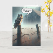 Uil op hek Post voor het krijgen van oudere verjaa Kaart (Gele Bloem)