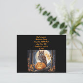 Uil op Jack-o-Lantern Halloween uitnodiging Briefkaart (Staand voorkant)