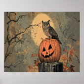  Uil op Jack-o'-Lantern Poster (Voorkant)