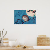 Uil op Maple Branch onder Volle Maan, Hiroshige Poster (Keuken)