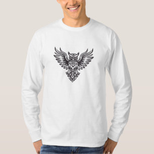 Uil op Ornament stijl grafisch T-shirt