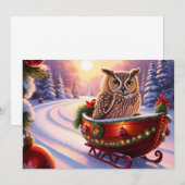 Uil op slee tijdens de feestdagen kaart (Voorkant / Achterkant)