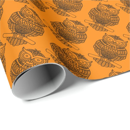 Uil (oranje) - Inpakpapier (Rol Hoek)