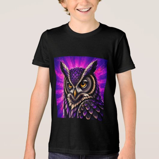 Uil Oude Wilde Dieren Tri-Blend Shirt (Voorkant)