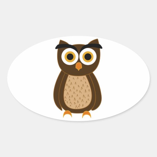 Uil Ovale Sticker (Voorkant)