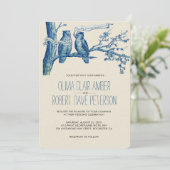  Uil Paar in Tree Bruiloft Uitnodigingen (Staand voorkant)