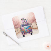Uil paar op een Hippie Van Vierkante Sticker (Envelop)