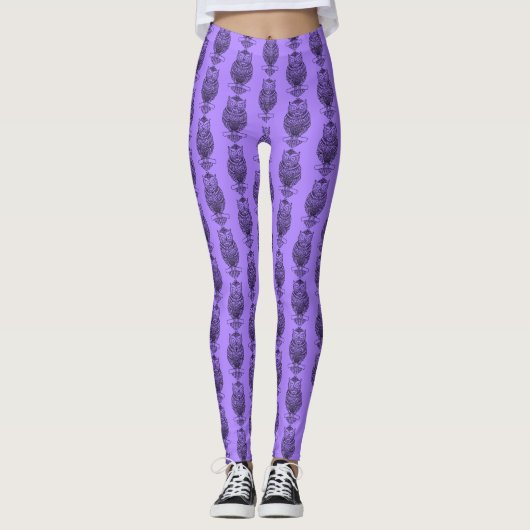 Uil (paars) - Leggings (Voorkant)