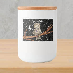 Uil Paarse Crystal Ketting Golden Eyes Moon Stars Voedselcontainer Etiket