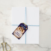 Uil Paarse Slaapfeest Verjaardagsfeest Cadeaulabel (Met Touw)