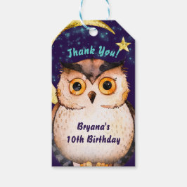 Uil Paarse Slaapfeest Verjaardagsfeest Cadeaulabel