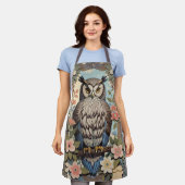 Uil Pastel Floral William Morris geïnspireerd Schort (Gedragen)