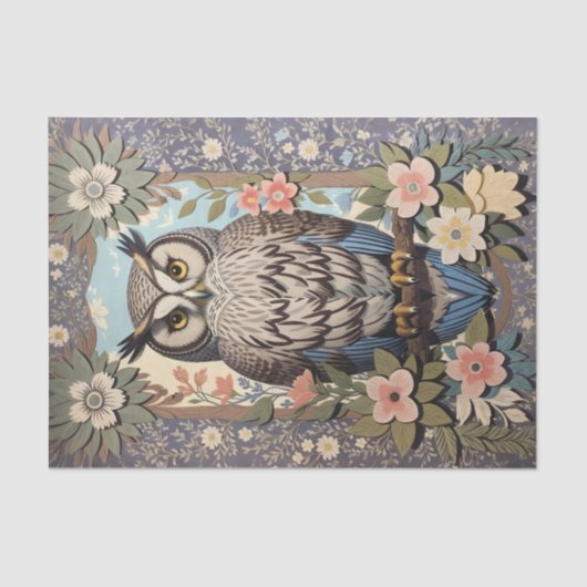Uil Pastel Floral William Morris geïnspireerd Tissuepapier (Voorkant)