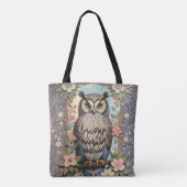 Uil Pastel Floral William Morris geïnspireerd Tote Bag (Achterkant)