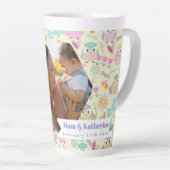 Uil Pastel Geel Foto Latte Mok (Rechterhoek)