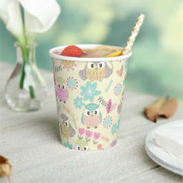Uil Pastel Geel Papieren Bekers