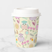 Uil Pastel Geel Papieren Bekers (Achterkant)
