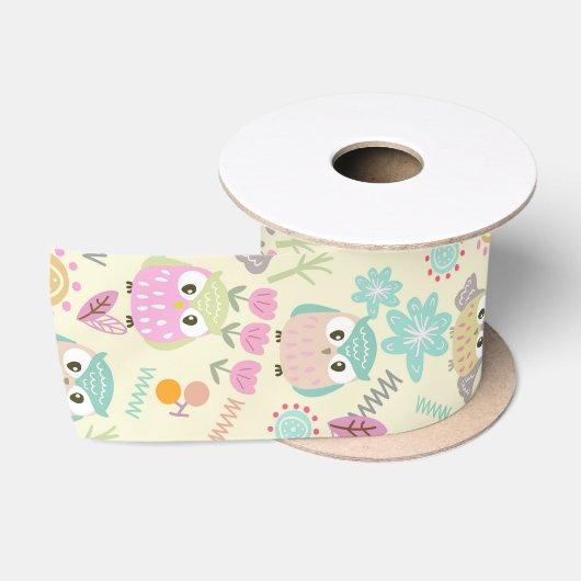 Uil Pastel Geel Satijnen Lint (Spoel)