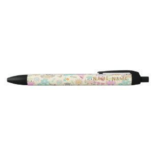 Uil pastel geel zwarte inkt pen
