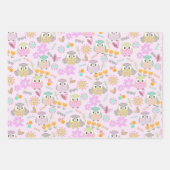 Uil Pastel Pink Inpakpapier Vel (Voorkant 3)