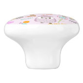Uil Pastel Pink Keramische Knop (Zijkant)