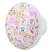 Uil Pastel Pink Keramische Knop (Rechts)