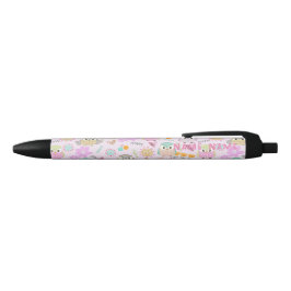 Uil Pastel Pink Zwarte Inkt Pen