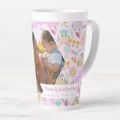 Uil Pastel Roze Foto Latte Mok (Rechterhoek)