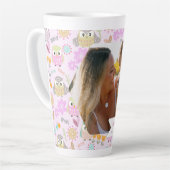 Uil Pastel Roze Foto Latte Mok (Linkerhoek)