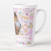 Uil Pastel Roze Foto Latte Mok (Rechts)